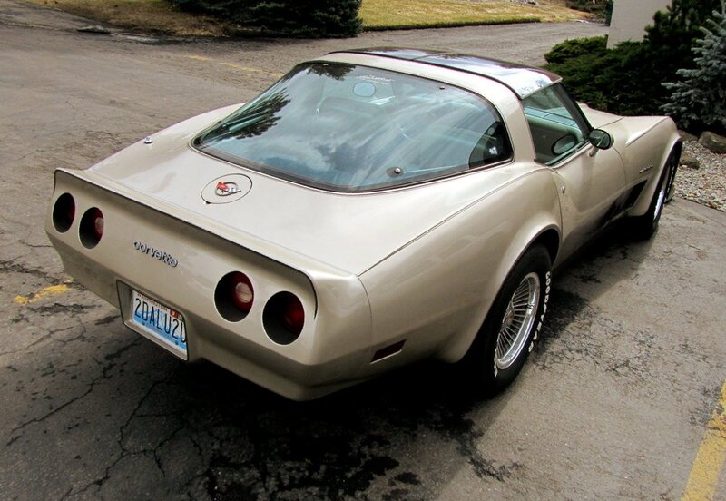 Beige Corvette C3 parked