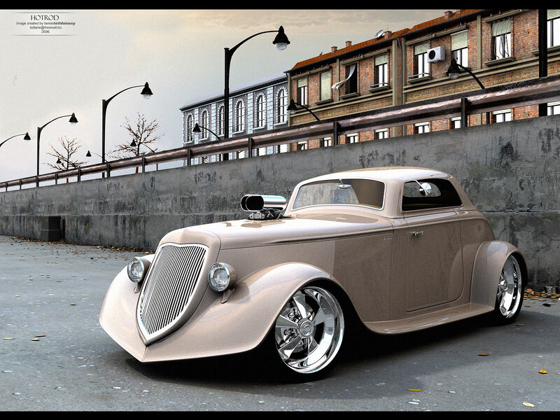 Beige Hot Rod Car