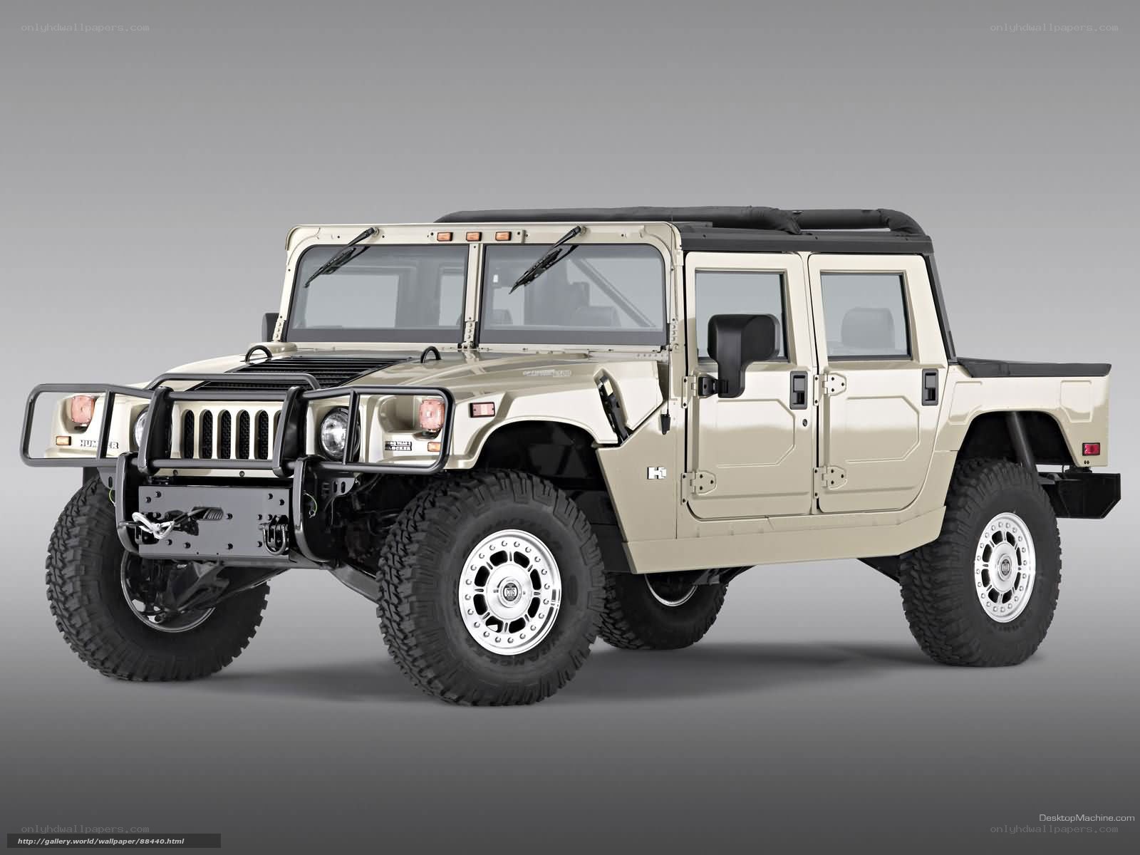 Beige Humvee Pickup Truck
