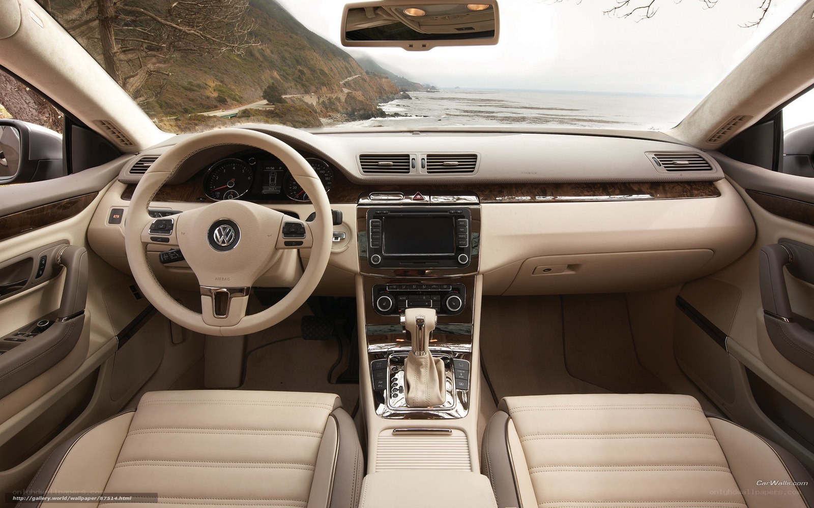 Beige interior of a luxury car