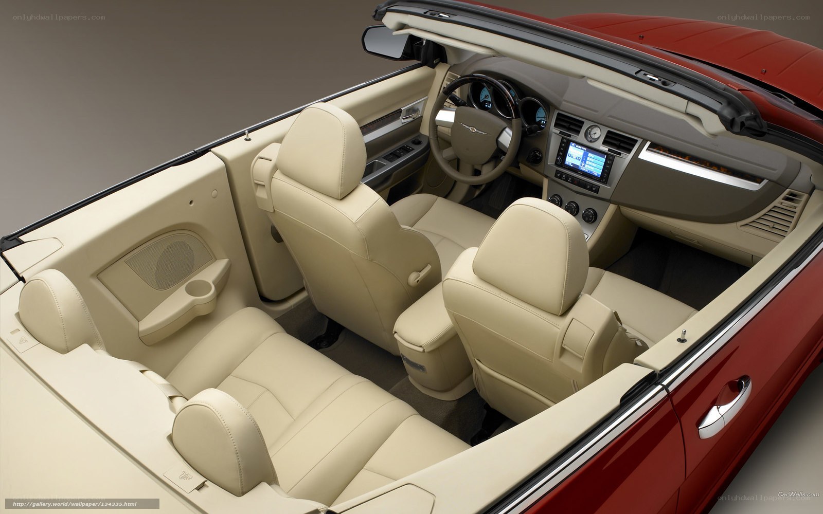 Beige interior of red convertible