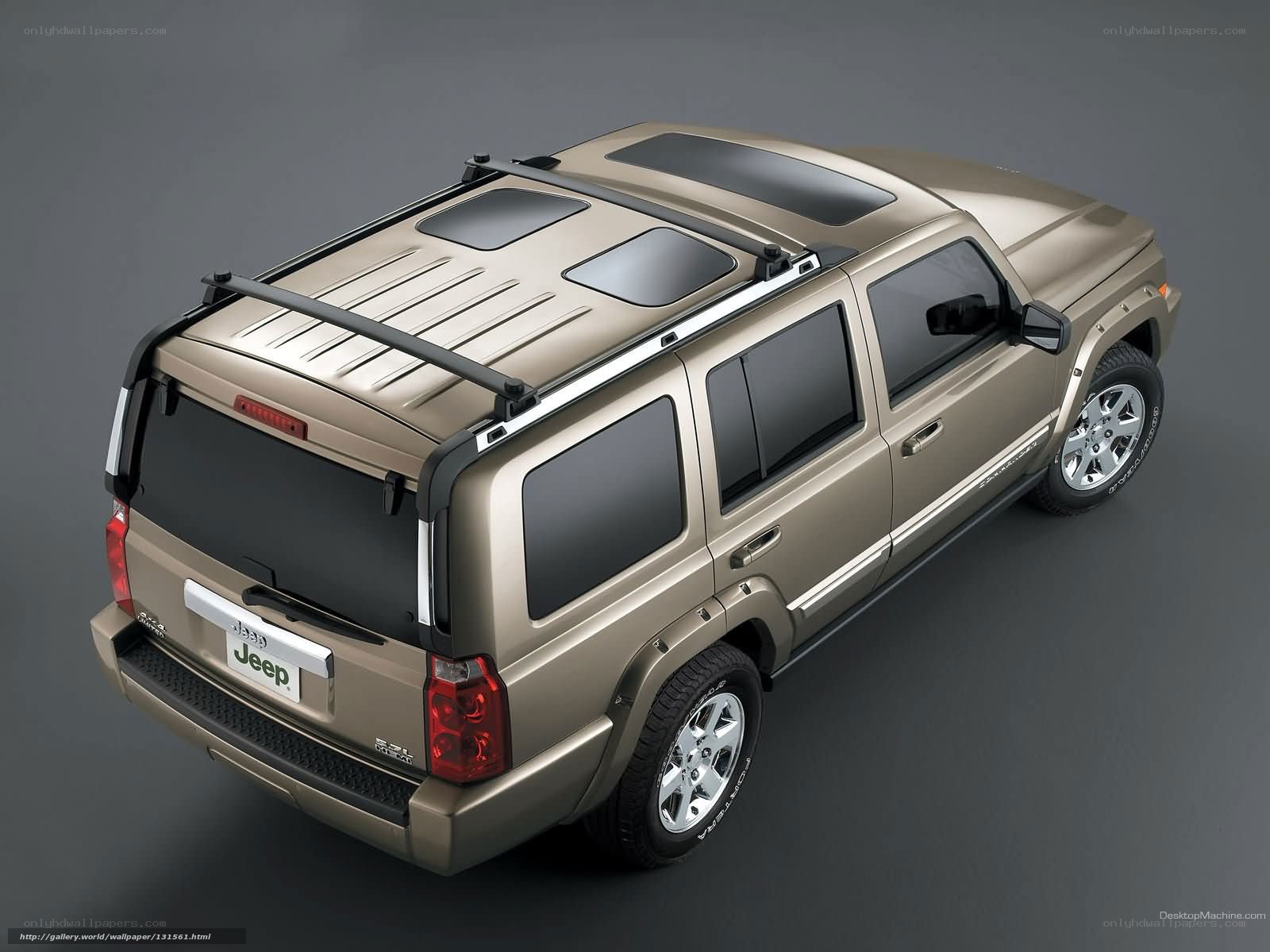 Beige Jeep with roof rack
