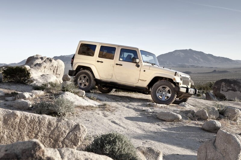 Beige Jeep Wrangler — Arid, Afternoon