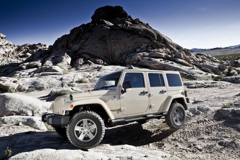 Beige Jeep Wrangler — Dramatic, Afternoon