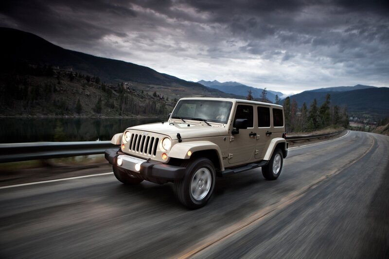 Beige Jeep Wrangler — Dramatic