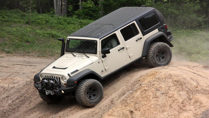 Beige Jeep Wrangler — Outdoor