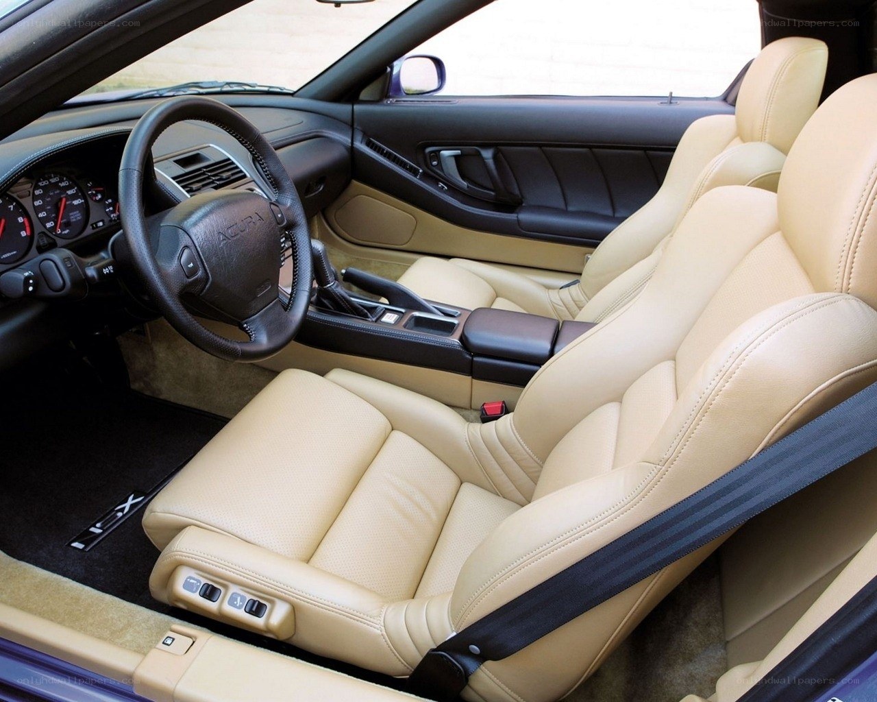 Beige leather car interior