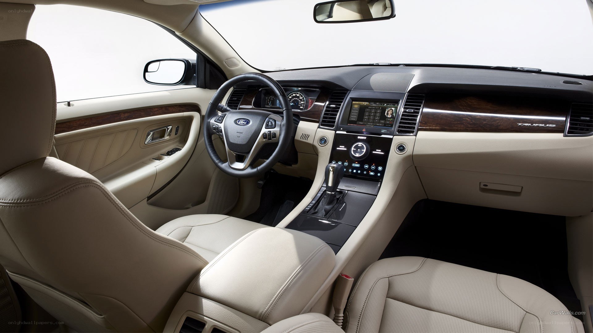 Beige leather car interior