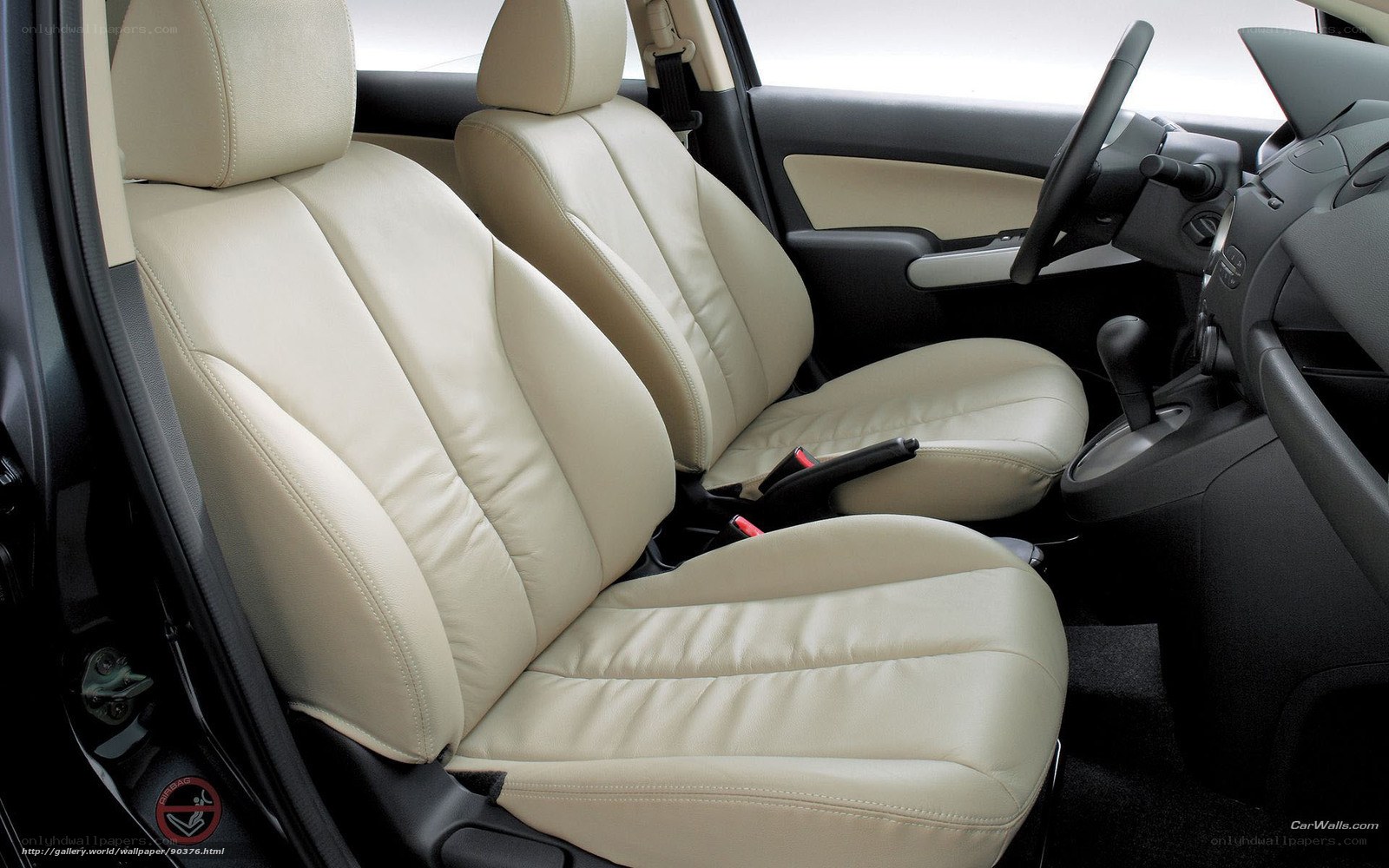 Beige leather car interior