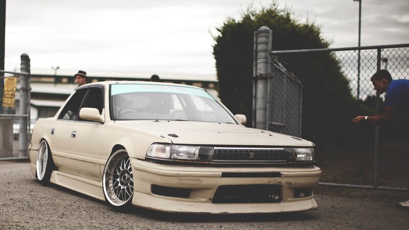 beige modified sedan car