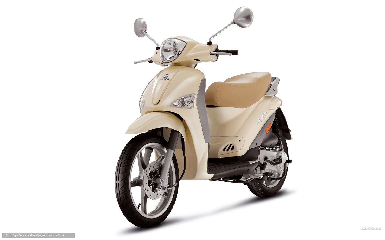 Beige scooter on white background