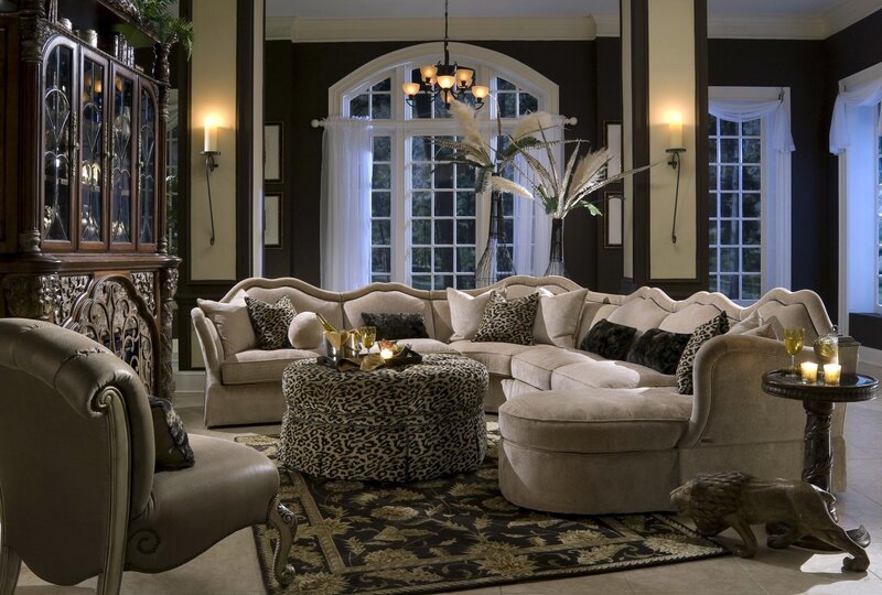 Beige Sectional Sofa — Black
