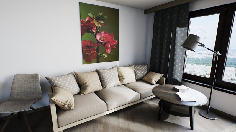 Beige Sofa in Living Room — Calm, Afternoon