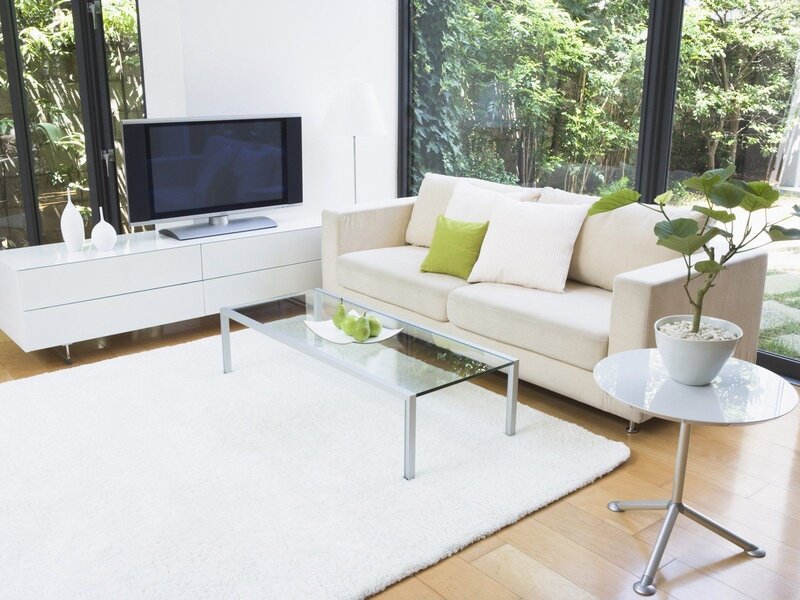 Beige Sofa in Living Room — White