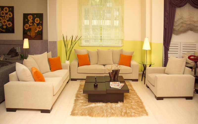 Beige Sofa Set in Living Room — Calm