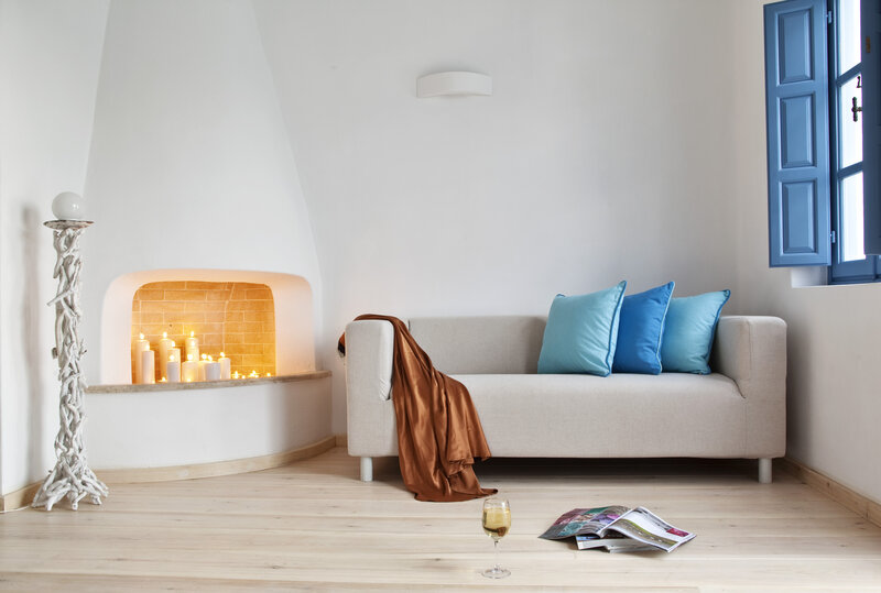 Beige Sofa with Candles