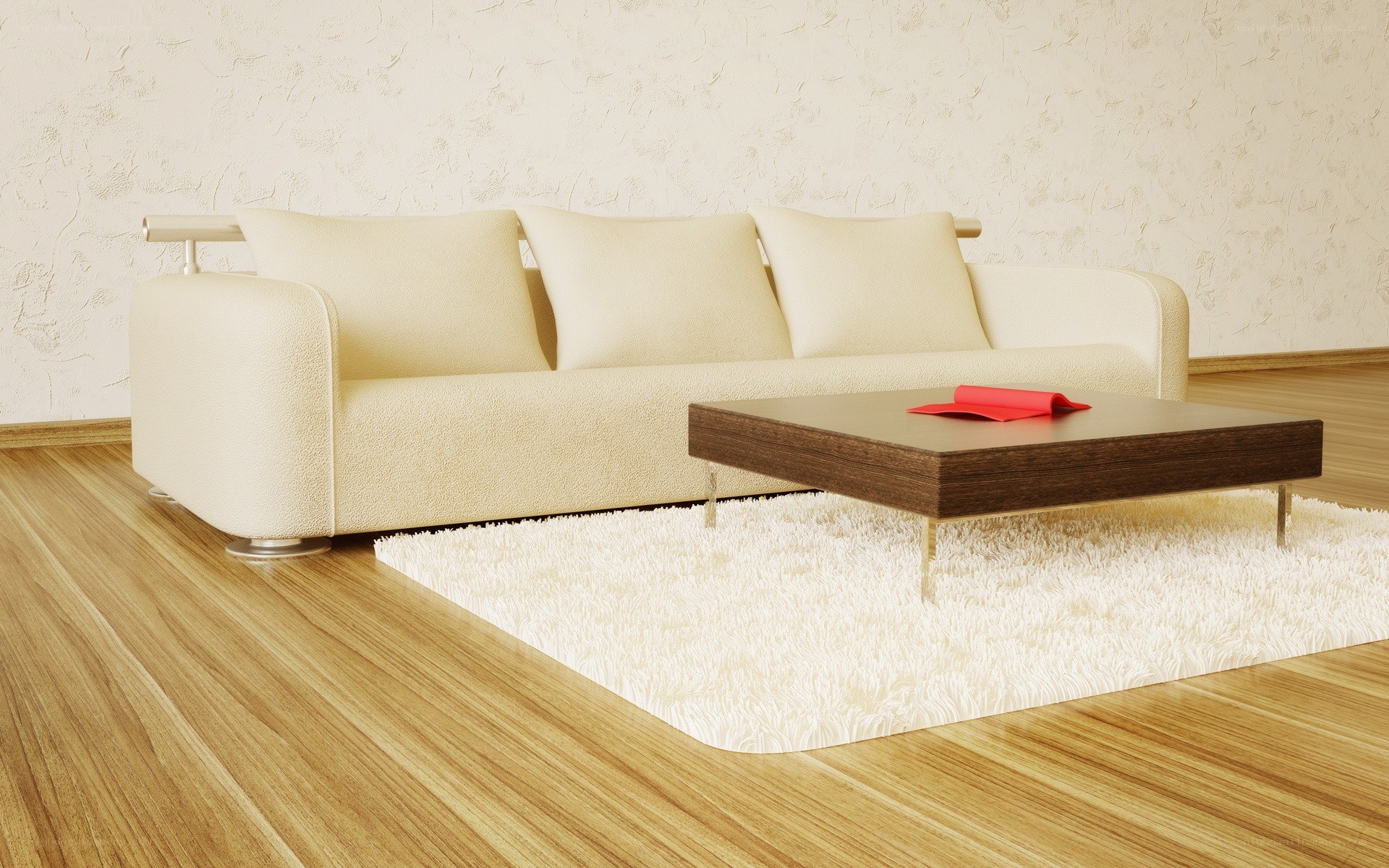 Beige sofa with coffee table