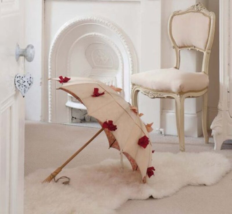 Beige Umbrella with Red Flowers