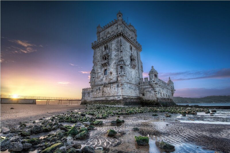 Belem Tower at Sunset — Blue, Dramatic