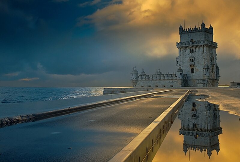 Belem Tower at Sunset — Blue