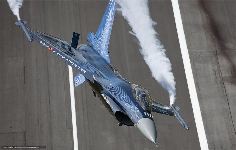 Belgian Air Force Jet — Blue, Dynamic, Photograph, Smoke