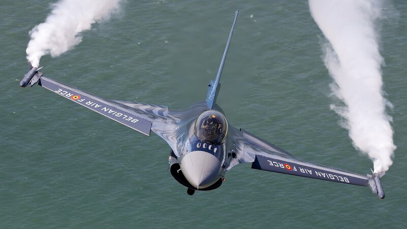 Belgian Air Force Jet — Gray, Dramatic, Afternoon