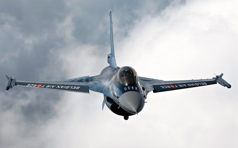 Belgian Air Force Jet — Gray, Dramatic, Photograph