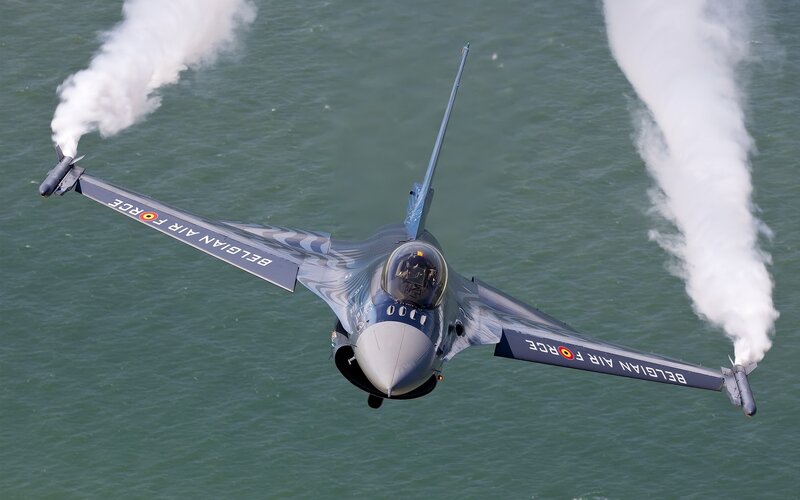 Belgian Air Force Jet — Gray, Dynamic, Afternoon