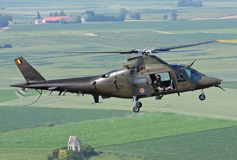 Belgian military helicopter in flight