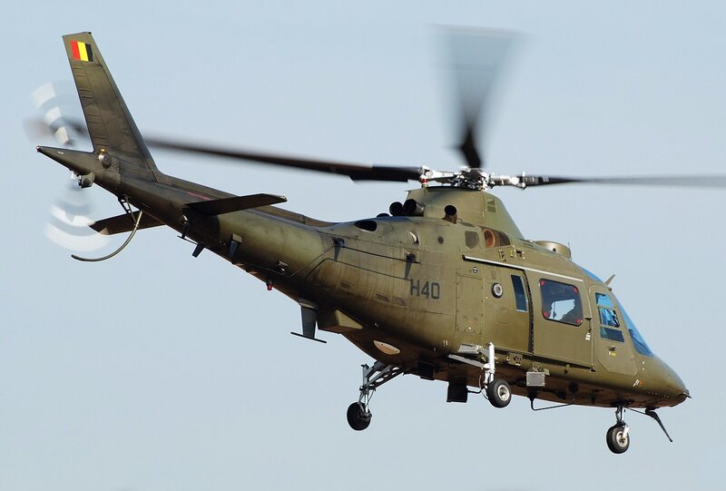 Belgian military helicopter in flight