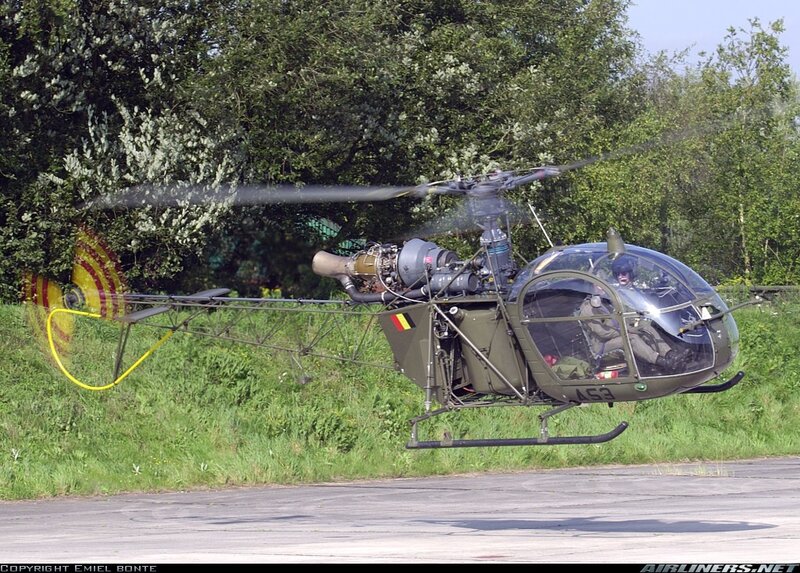 Belgian military helicopter in flight