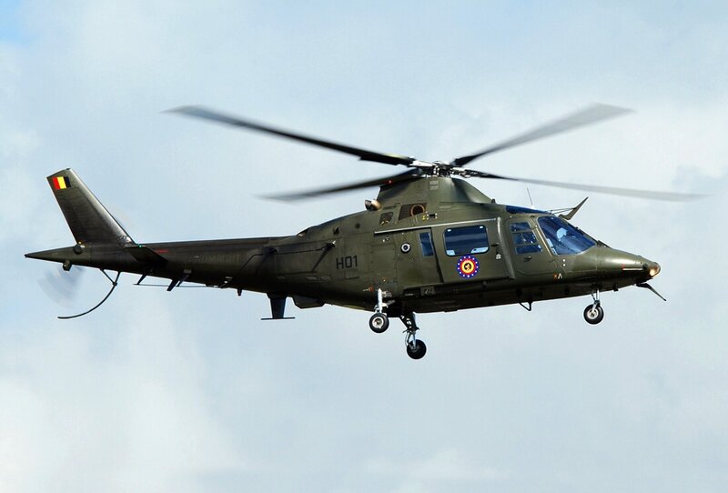 Belgian military helicopter in flight