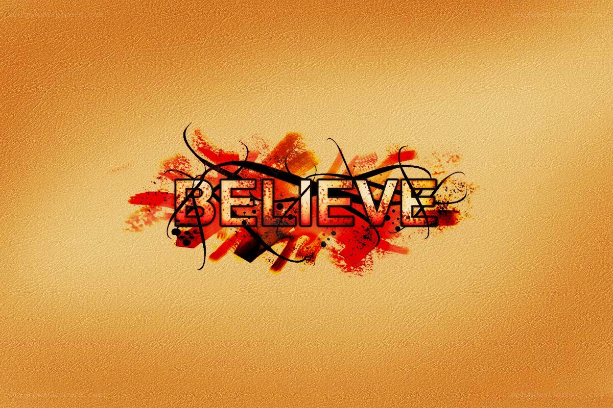Believe text art on textured background