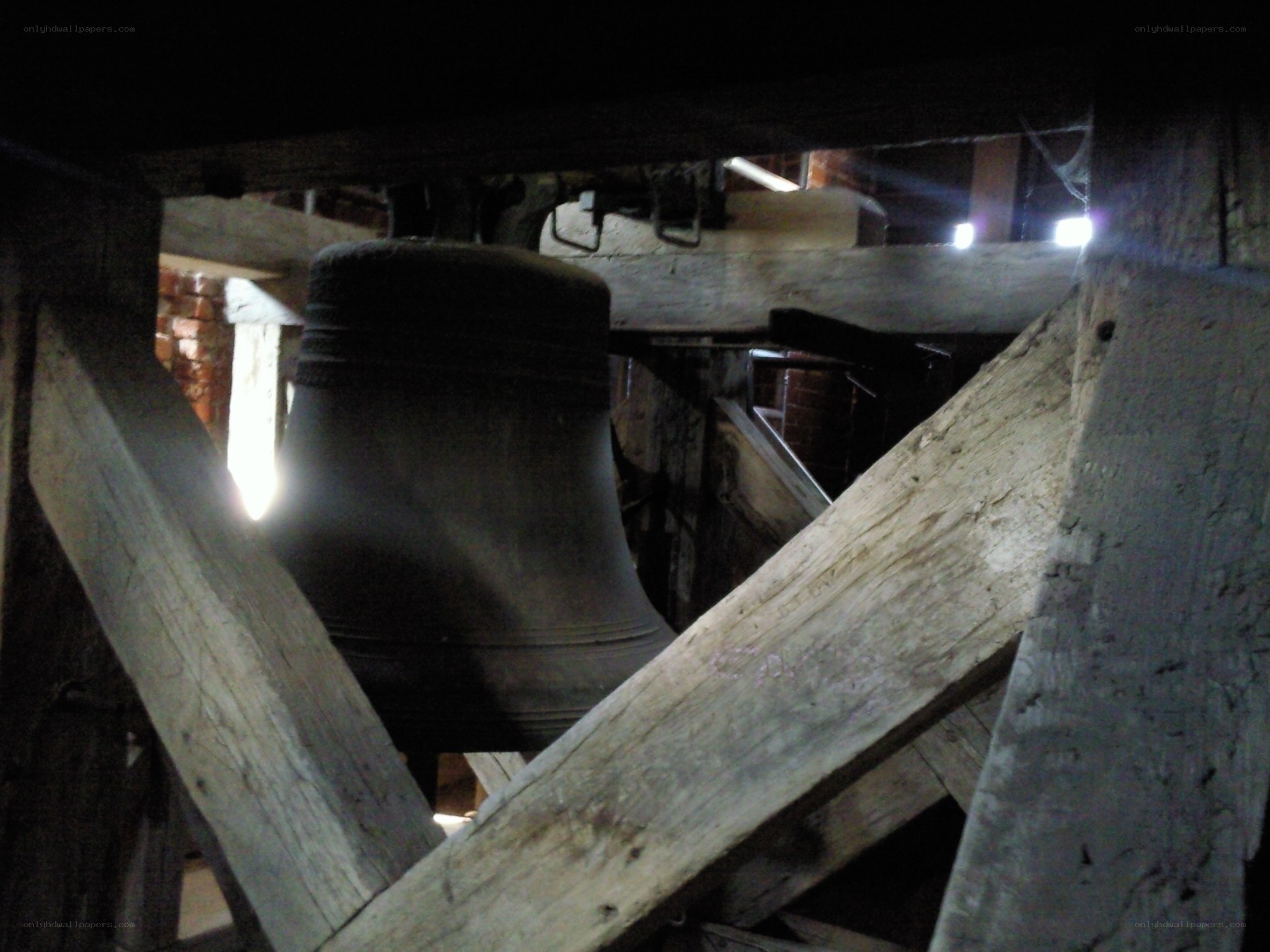 Bell inside a wooden structure