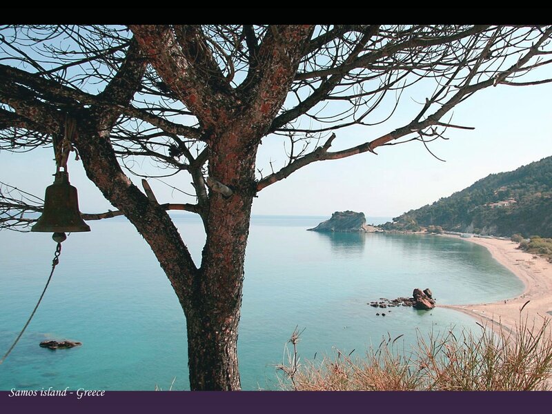Bell tree overlooking Samos beach