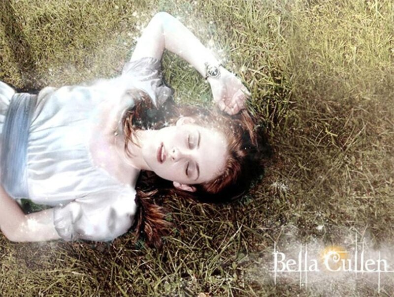 Bella Cullen lying on grass