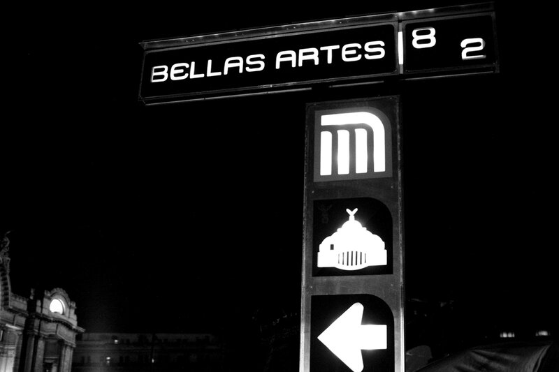 Bellas Artes metro sign at night