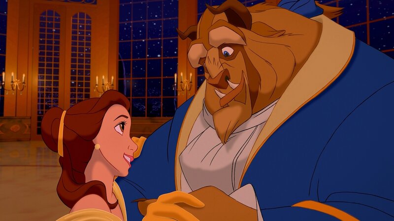 Belle and Beast Dancing — Blue, Romantic, Night, Animation, Ballroom