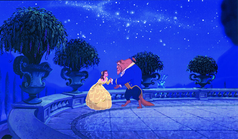 Belle and Beast Dancing — Blue, Romantic, Night