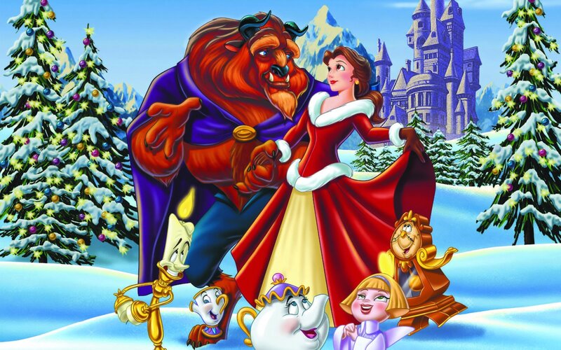 Belle and Beast in Snow — Red