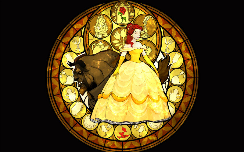 Belle and Beast in Stained Glass