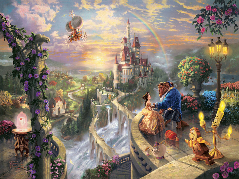Belle and Beast on Balcony — Gold