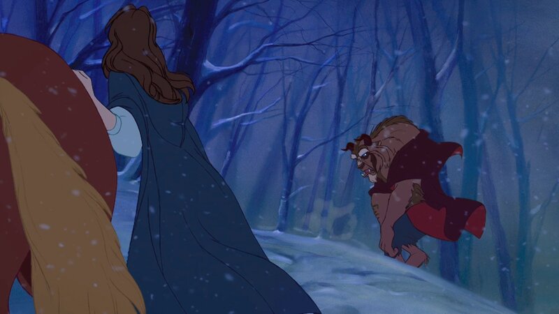 Belle and the Beast in snow