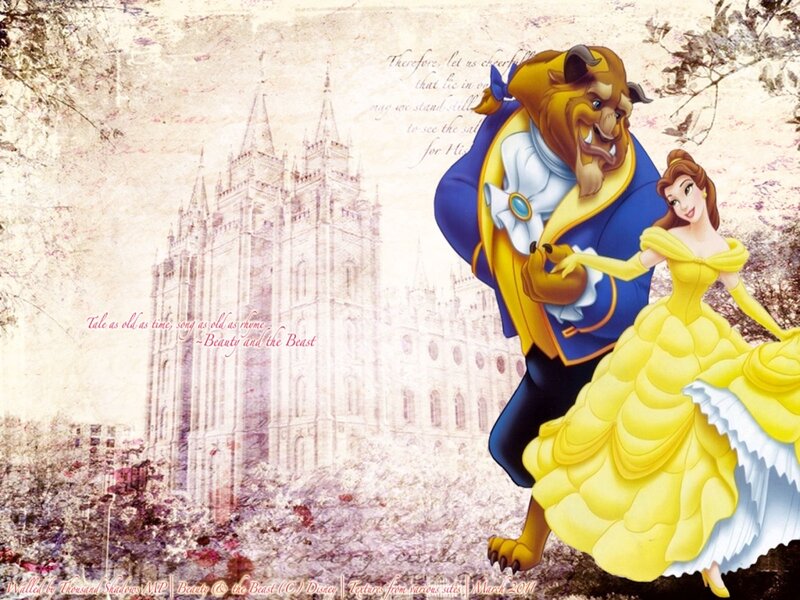 Belle and the Beast — Yellow, Romantic, Illustration, Castle
