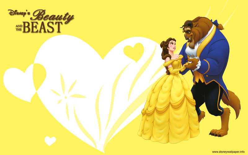 Belle and the Beast — Yellow, Romantic, Illustration, Heart