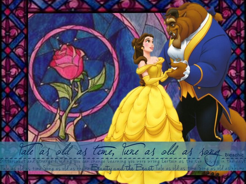 Belle and the Beast — Yellow, Romantic, Illustration, Rose