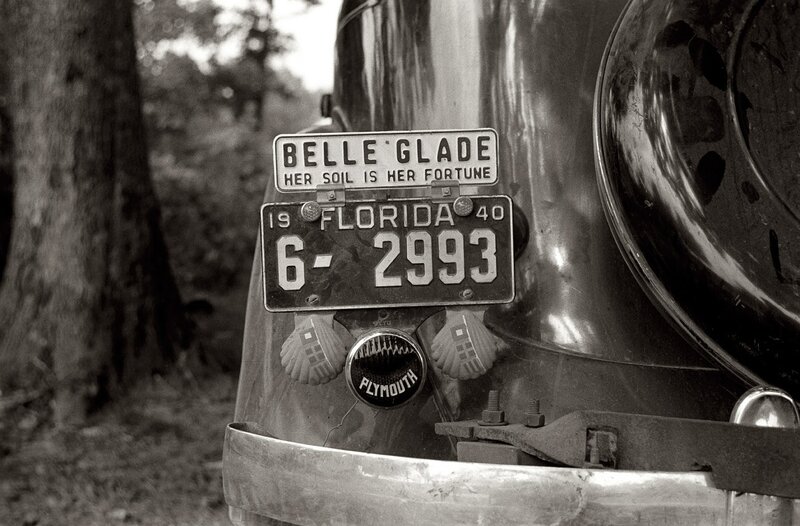 Belle Glade license plate on vintage car