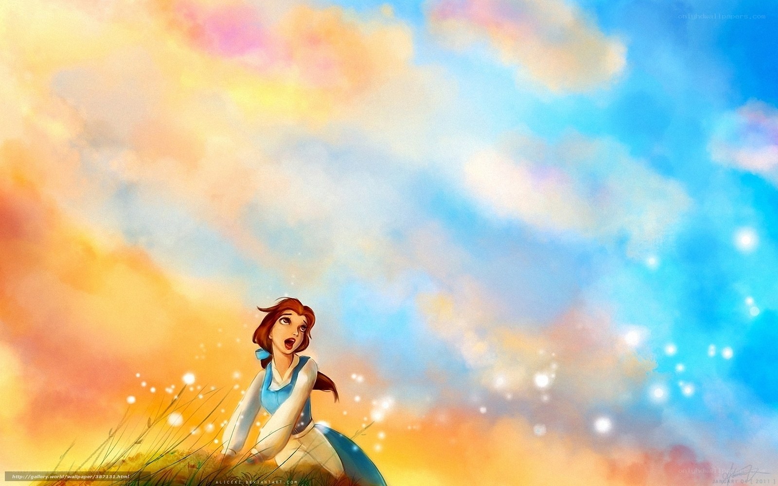 Belle in a colorful field