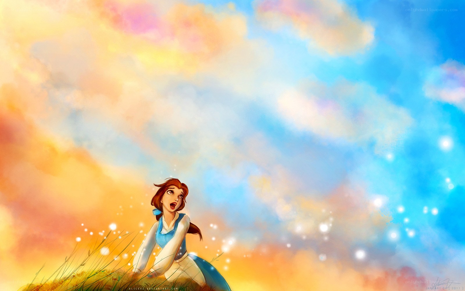 Belle in a field at sunset