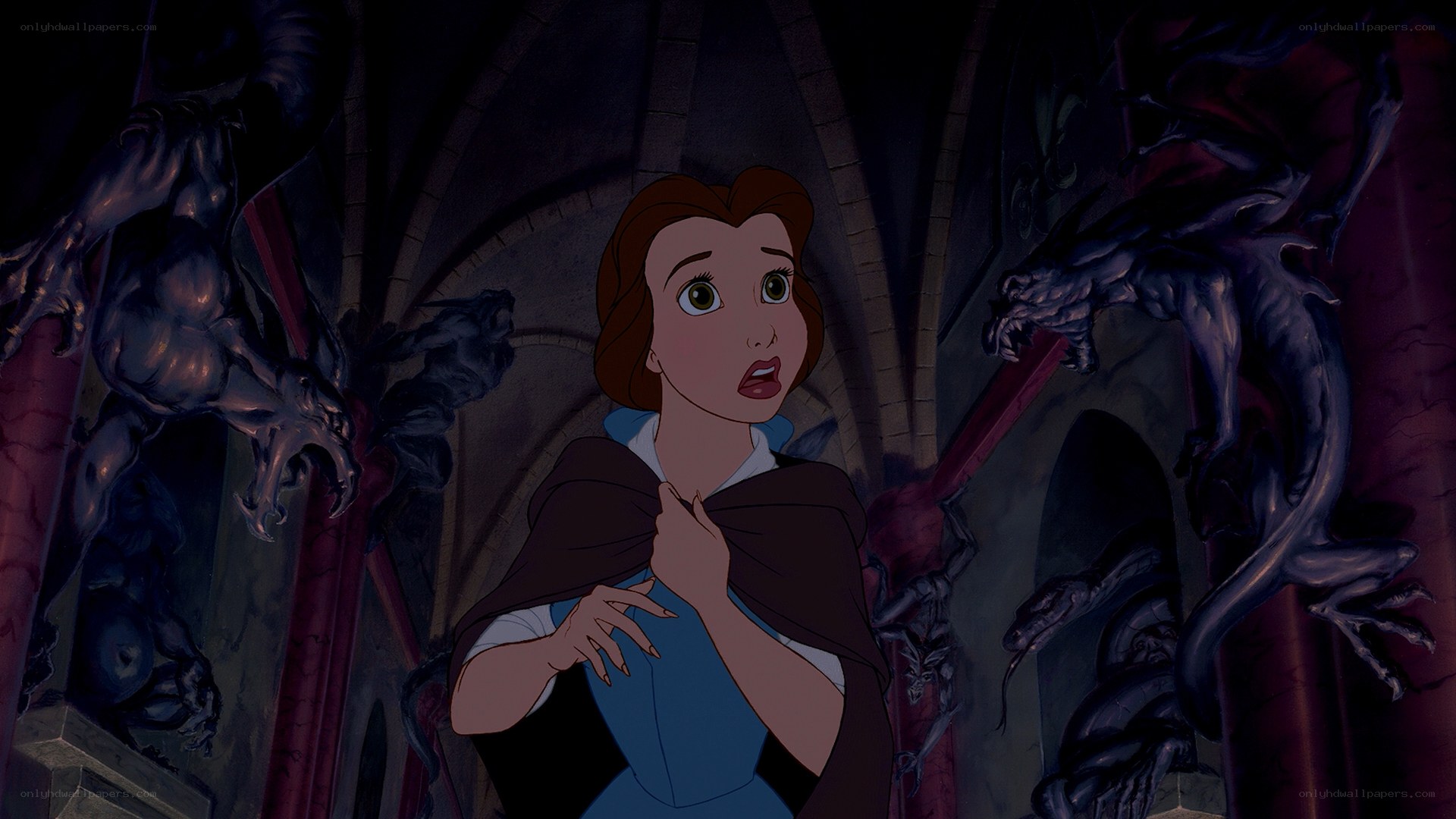 Belle in the castle corridor